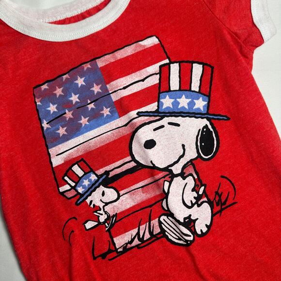 Peanuts 4th of July Snoopy & Woodstock Independence Day Top Sz XS 4-5 - Picture 4 of 7